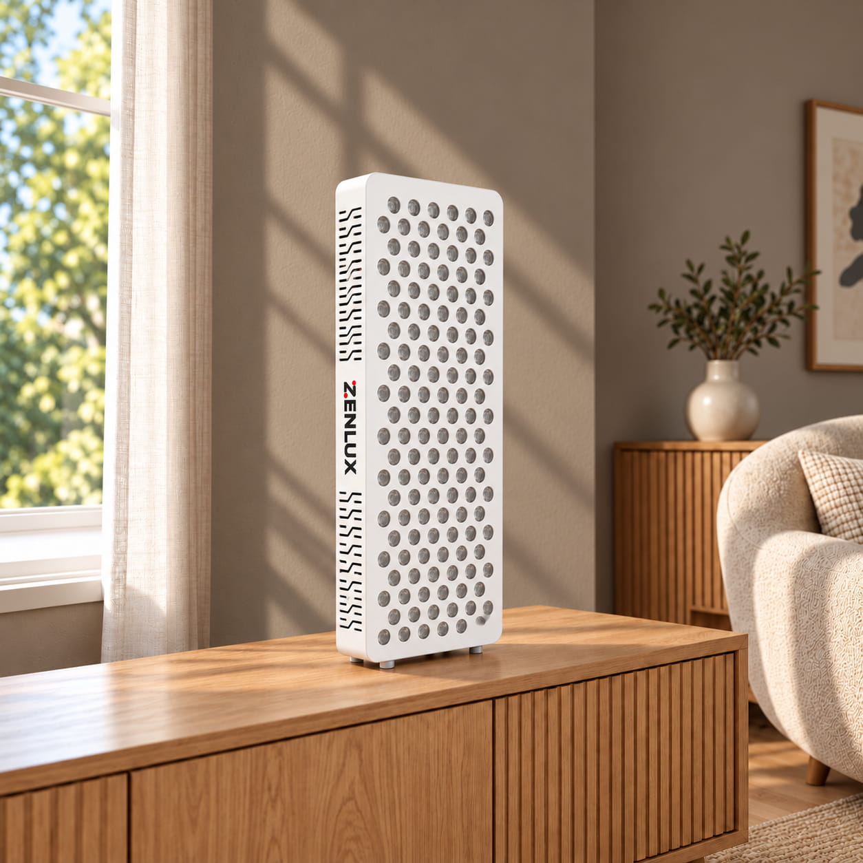 Biely ZENLUX panel v teplej obývačke (1) Zenlux Light Plus – Obrázok 1